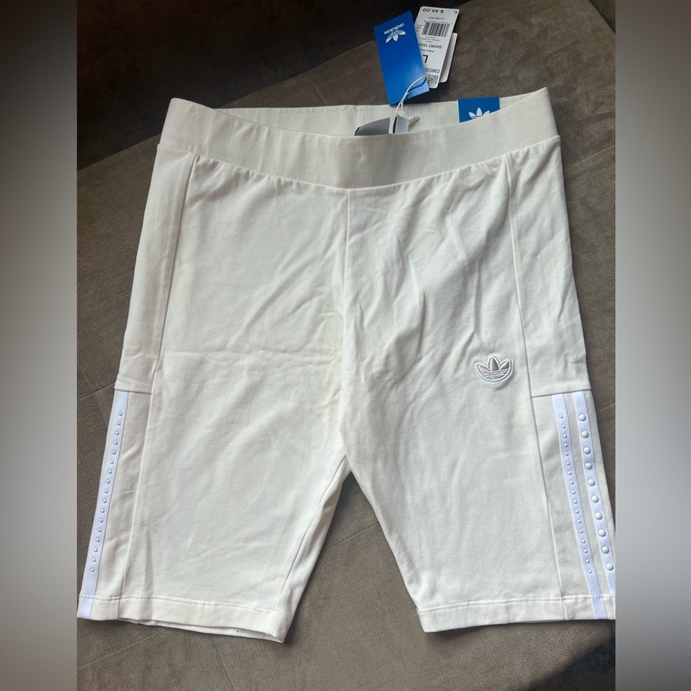 Adidas biker shorts with pearl detailing